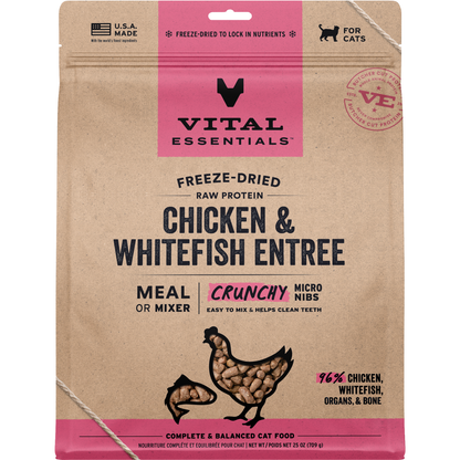 Freeze Dried Cat Food - Crunchy Micro Nibs - Chicken & Whitefish