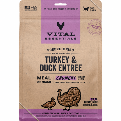 Freeze Dried Cat Food - Crunchy Micro Nibs - Turkey & Duck