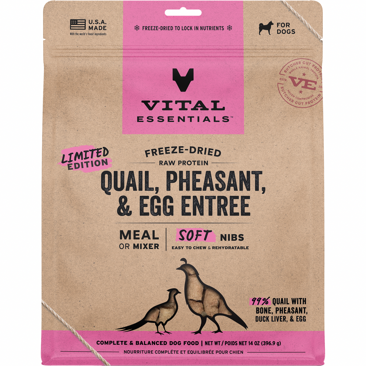 Freeze Dried Dog Food - Soft Nibs - Quail, Pheasant & Egg