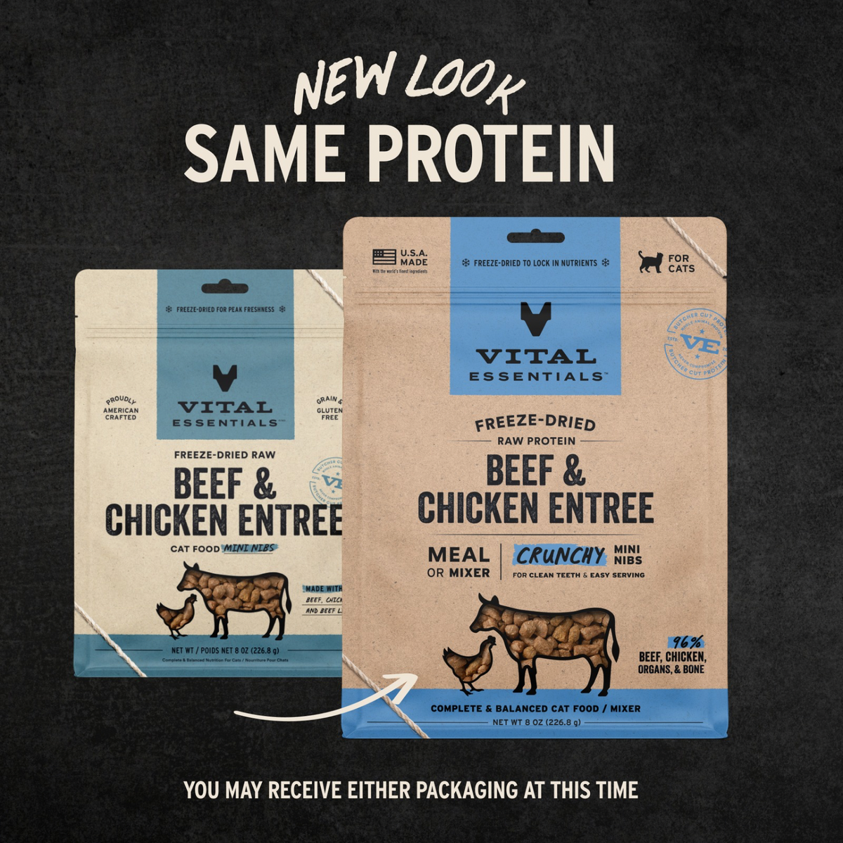 Freeze Dried Cat Food - Crunchy Mini Nibs - Beef & Chicken