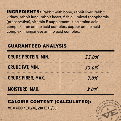 Freeze Dried Cat Food - Crunchy Mini Nibs - Rabbit