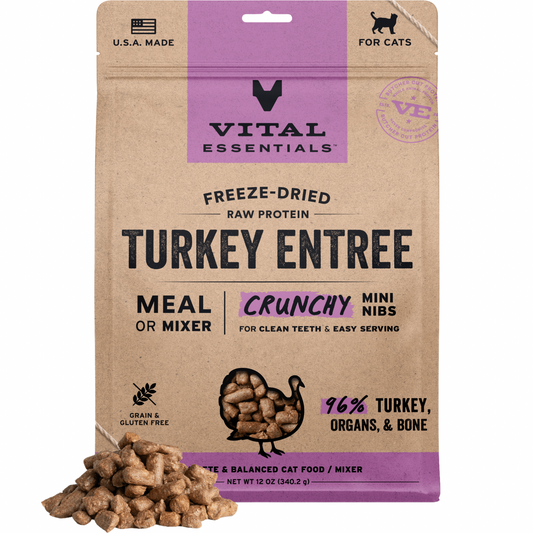 Freeze Dried Cat Food - Crunchy Mini Nibs - Turkey