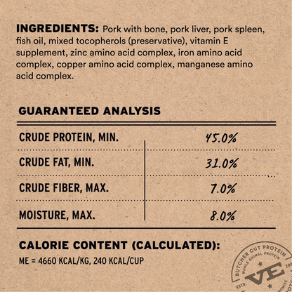 Freeze Dried Cat Food - Crunchy Mini Nibs - Pork