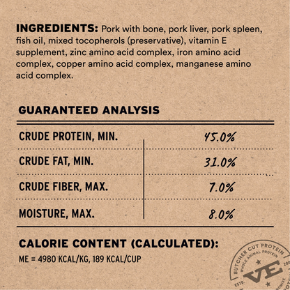 Freeze Dried Cat Food - Soft Nibs - Pork