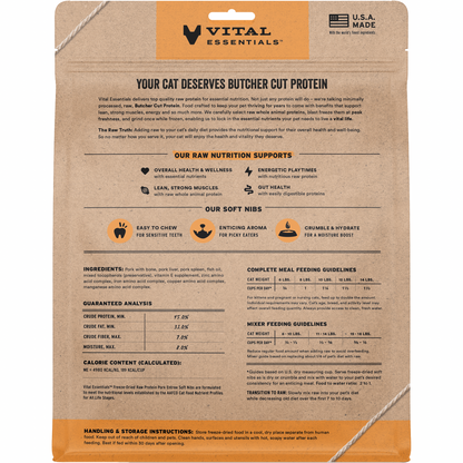 Freeze Dried Cat Food - Soft Nibs - Pork