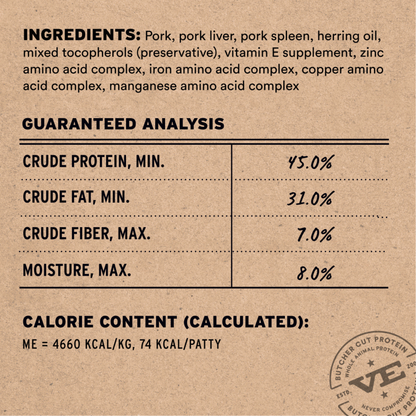 Freeze Dried Cat Food - Mini Patties - Pork