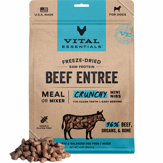 Freeze Dried Dog Food - Crunchy Mini Nibs - Beef