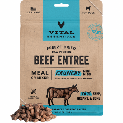Freeze Dried Dog Food - Crunchy Mini Nibs - Beef