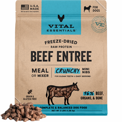 Freeze Dried Dog Food - Crunchy Mini Nibs - Beef