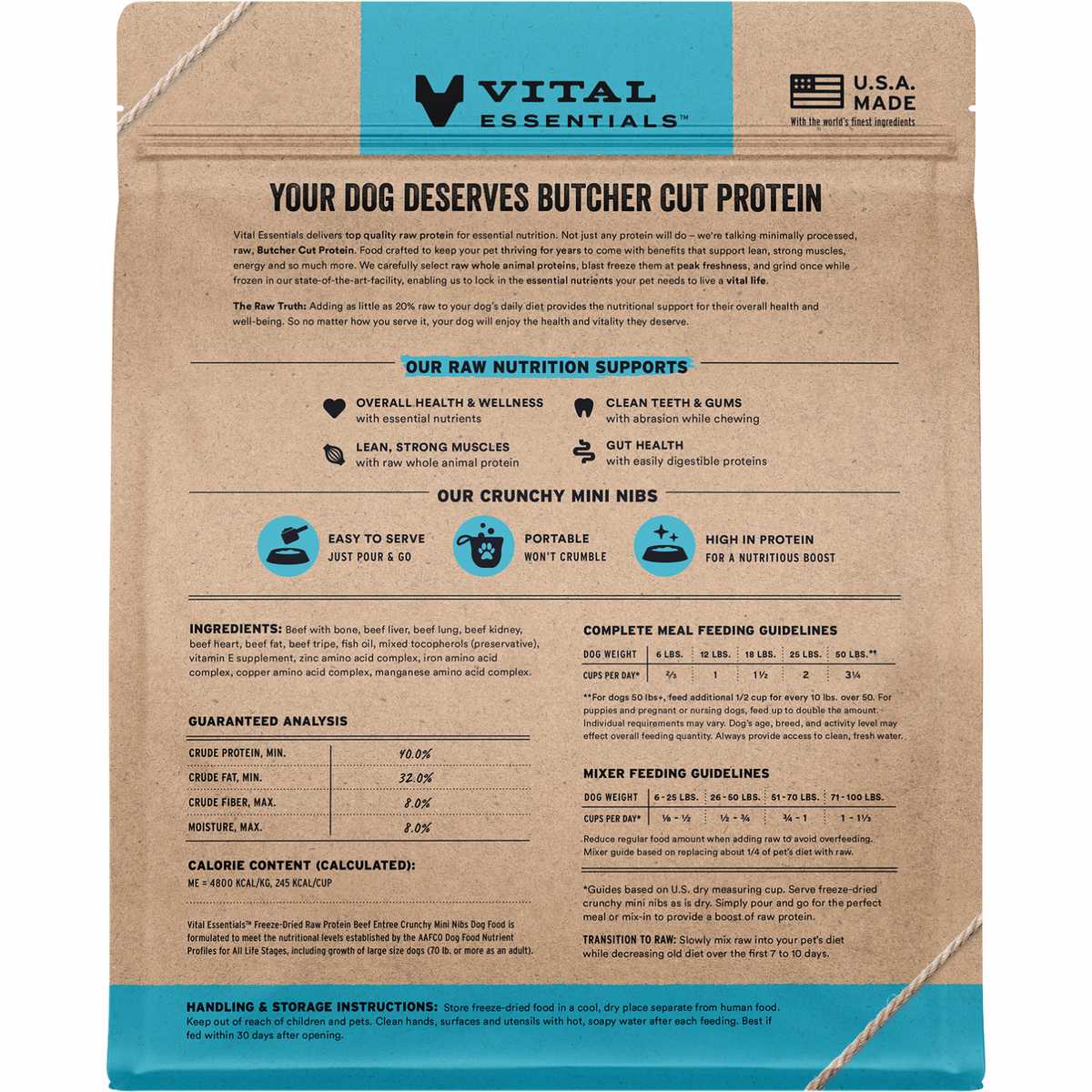 Freeze Dried Dog Food - Crunchy Mini Nibs - Beef