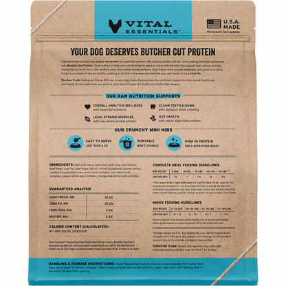 Freeze Dried Dog Food - Crunchy Mini Nibs - Beef