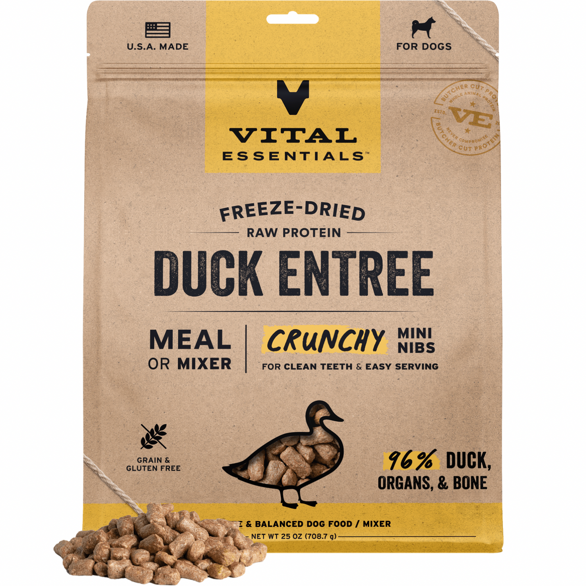 Freeze Dried Dog Food - Crunchy Mini Nibs - Duck