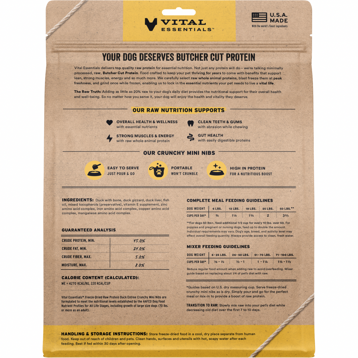 Freeze Dried Dog Food - Crunchy Mini Nibs - Duck