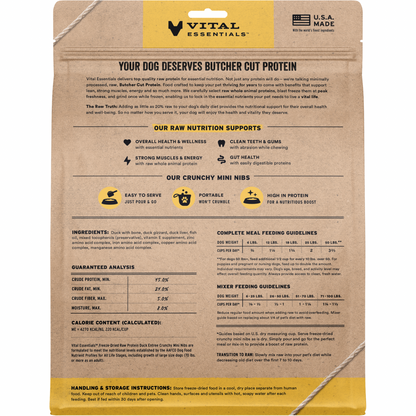 Freeze Dried Dog Food - Crunchy Mini Nibs - Duck