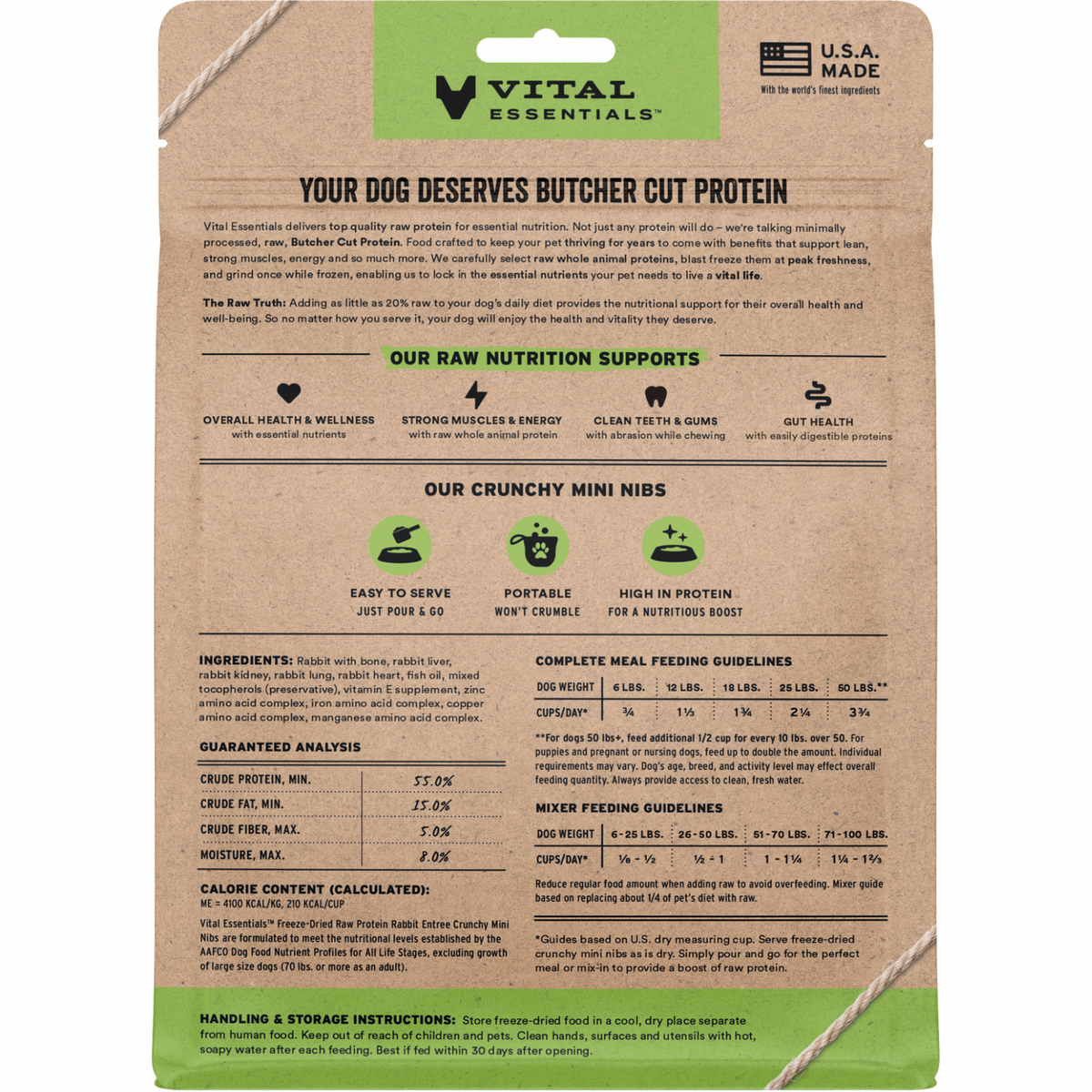 Freeze Dried Dog Food - Crunchy Mini Nibs - Rabbit