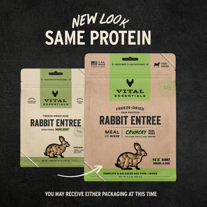 Freeze Dried Dog Food - Crunchy Mini Nibs - Rabbit