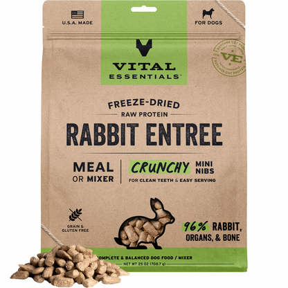 Freeze Dried Dog Food - Crunchy Mini Nibs - Rabbit