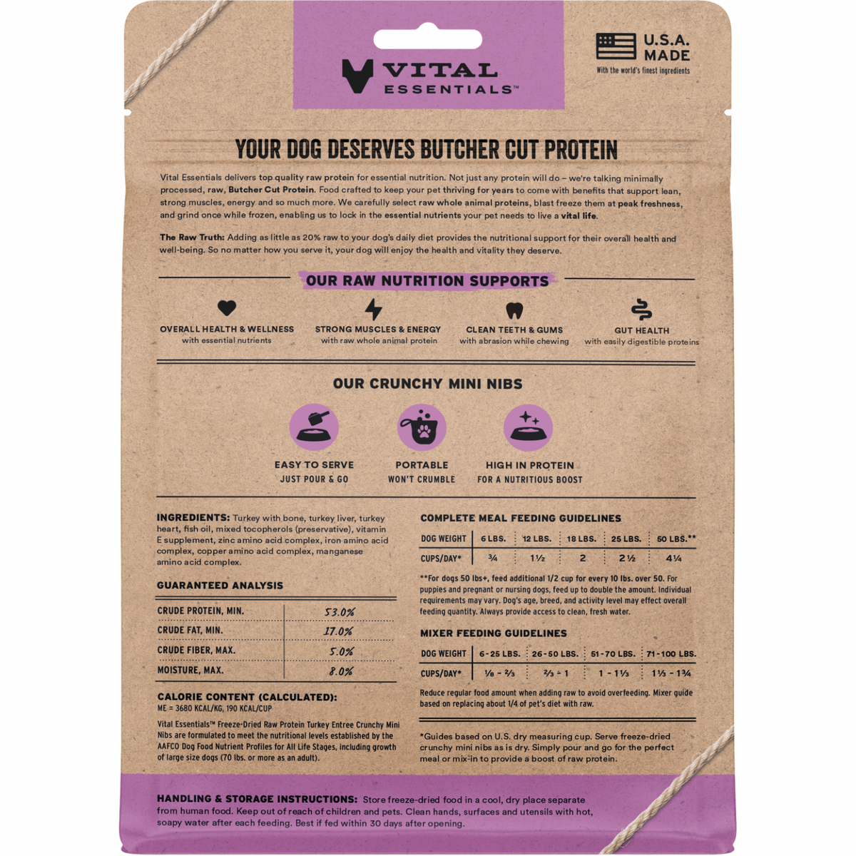 Freeze Dried Dog Food - Crunchy Mini Nibs - Turkey
