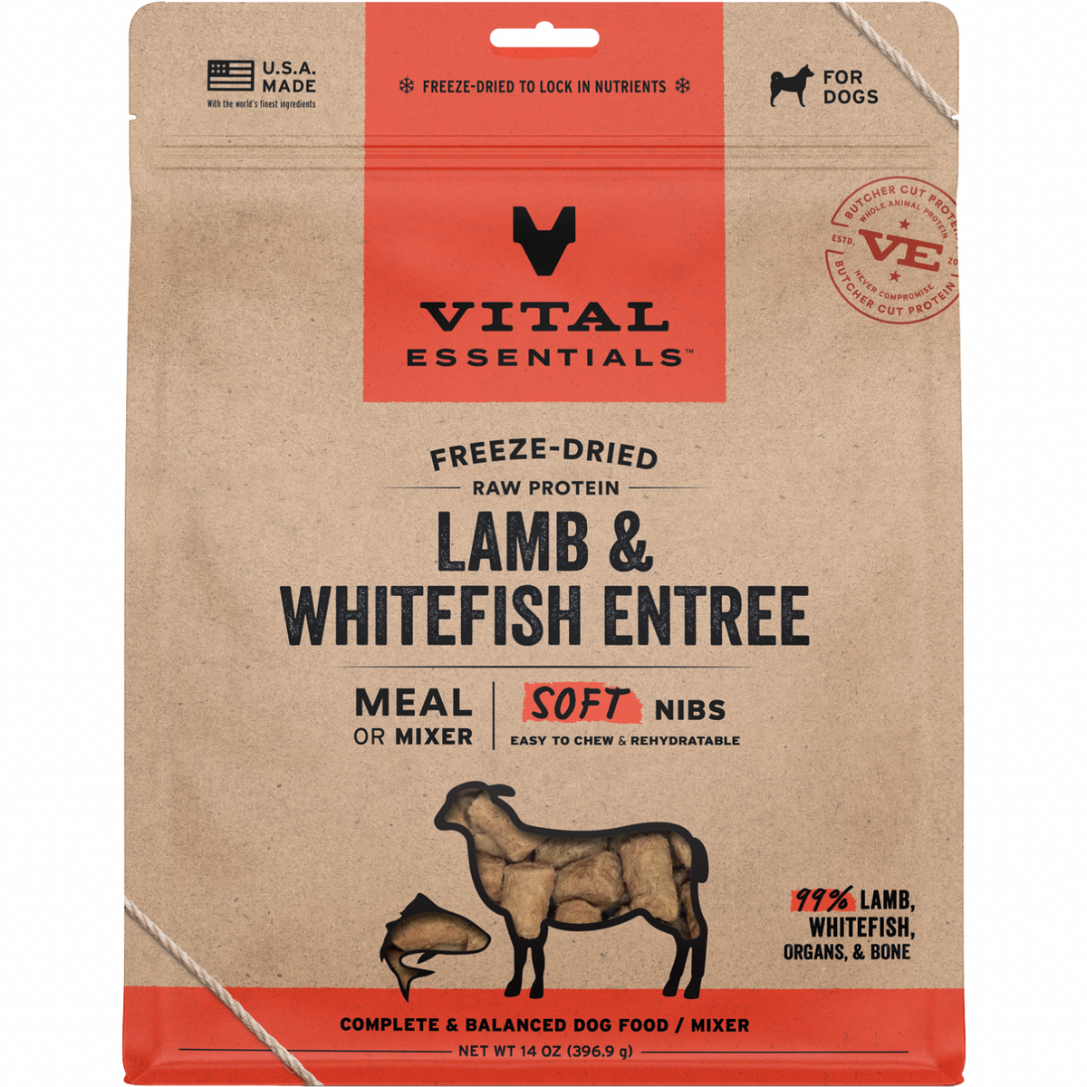 Freeze Dried Dog Food - Soft Nibs - Lamb & Whitefish