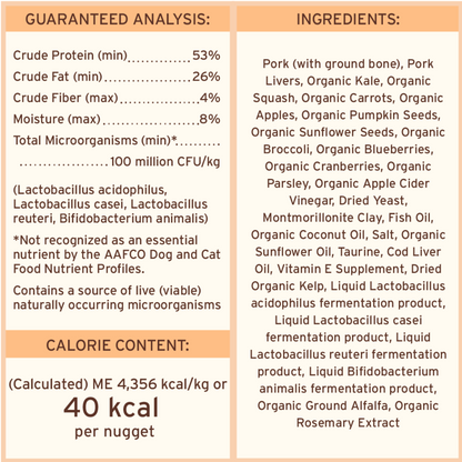 Freeze Dried Cat Food - Pork Dinner Nuggets - Adult