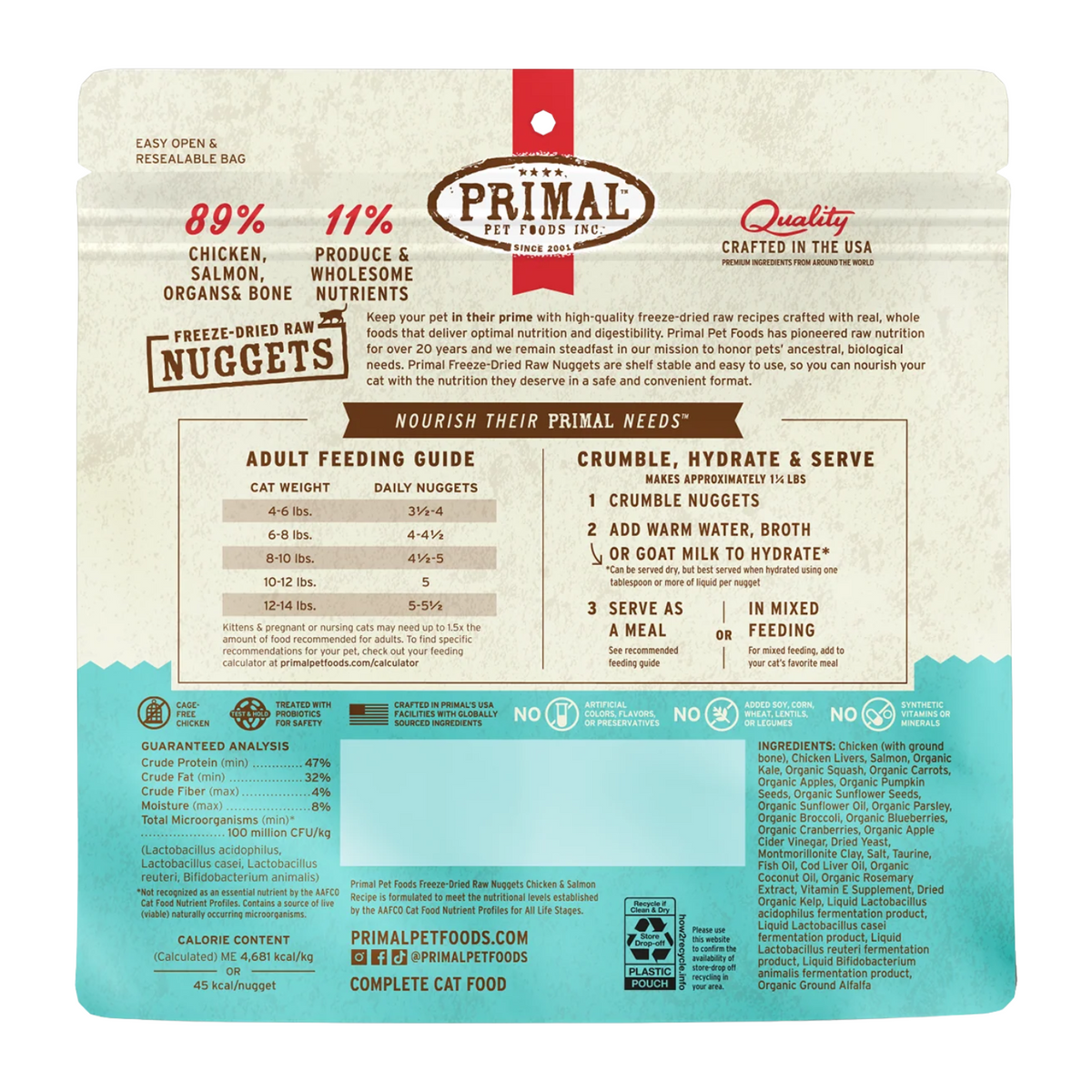 Freeze Dried Cat Food - Chicken & Salmon Dinner Nuggets - Adult