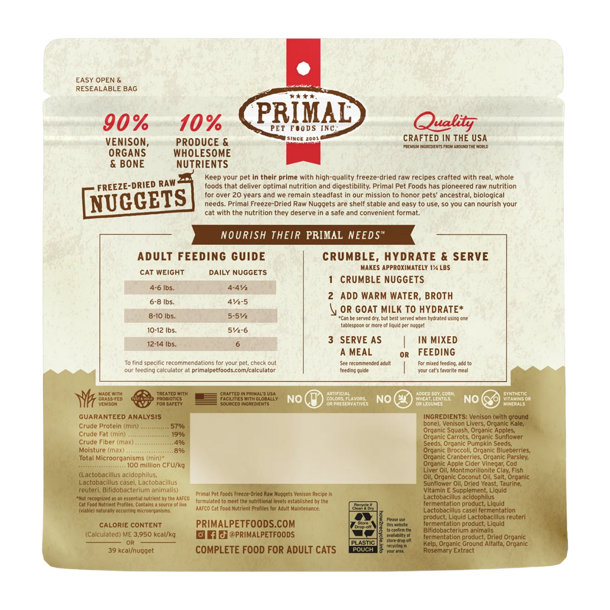 Freeze Dried Cat Food - Venison Dinner Nuggets - Adult