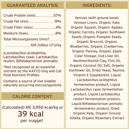 Freeze Dried Cat Food - Venison Dinner Nuggets - Adult