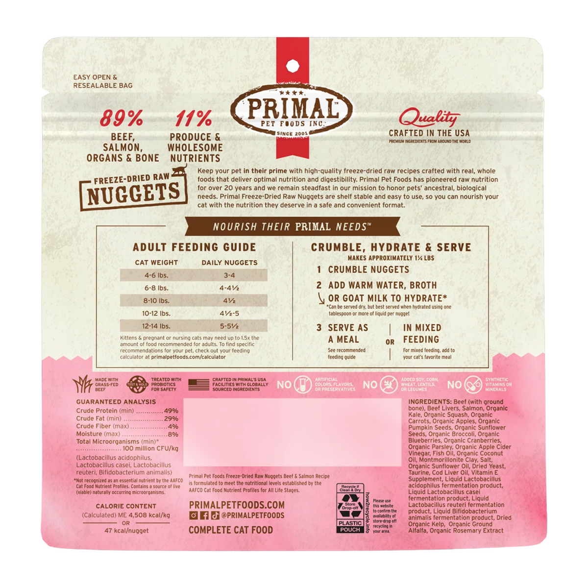 Freeze Dried Cat Food - Beef & Salmon Dinner Nuggets - Adult