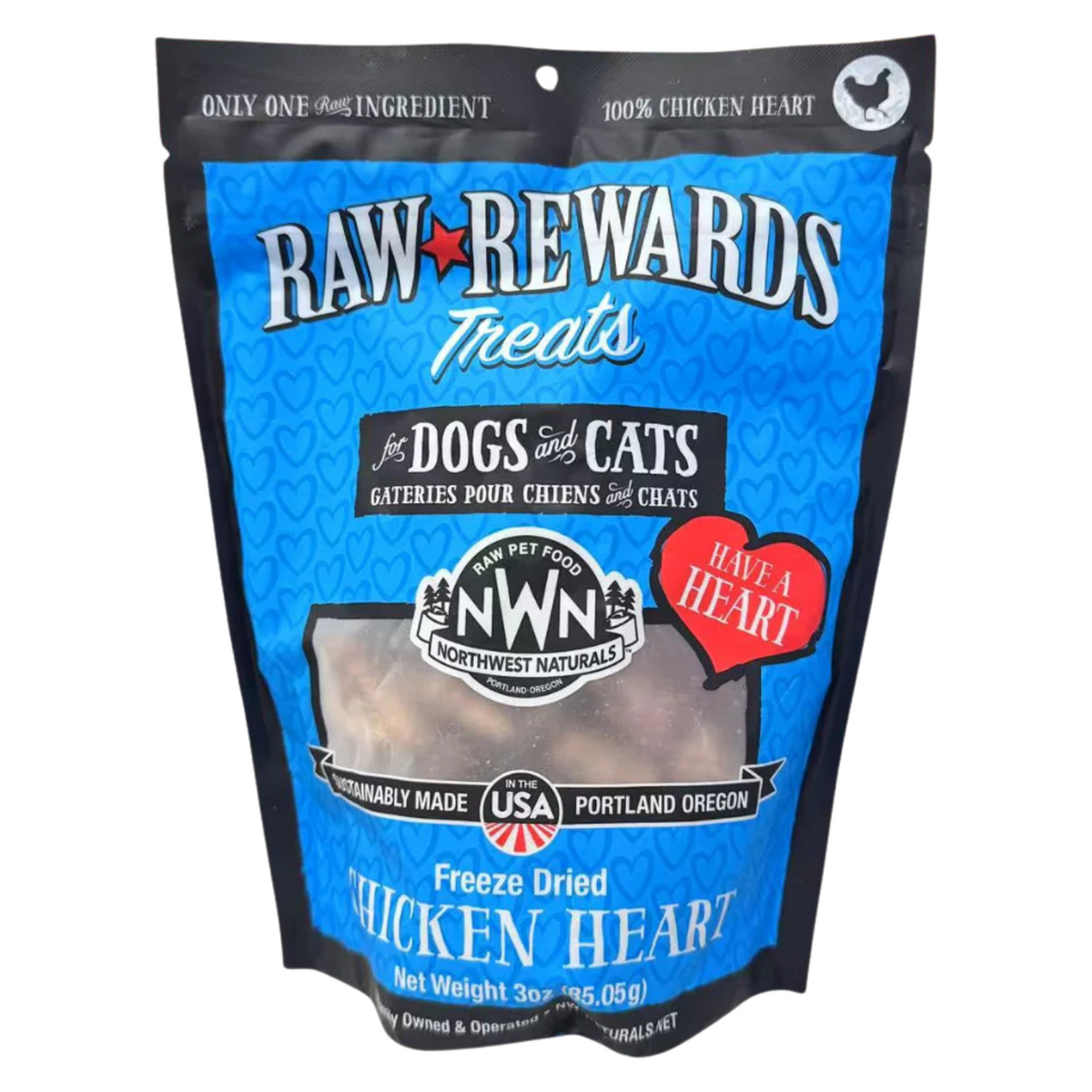 Freeze Dried Treat for Dogs & Cats - RAW REWARDS - Chicken Heart