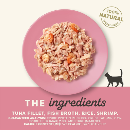 Side Dish Cat Treat - Tuna Fillet & Shrimp Recipe in Broth