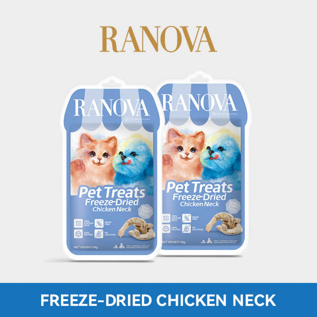 Freeze Dried Dog & Cat Treat - Freeze Dried Whole Chicken Neck