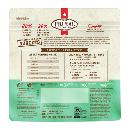 Freeze Dried Dog Food - Chicken Dinner Nuggets - Adult