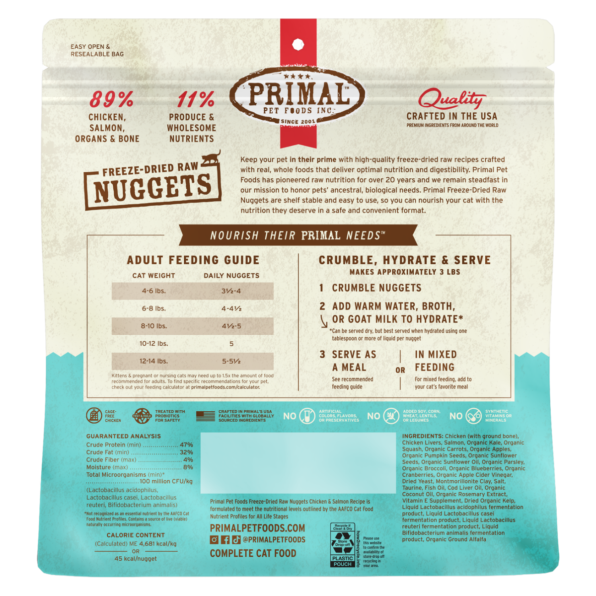 Freeze Dried Cat Food - Chicken & Salmon Dinner Nuggets - Adult