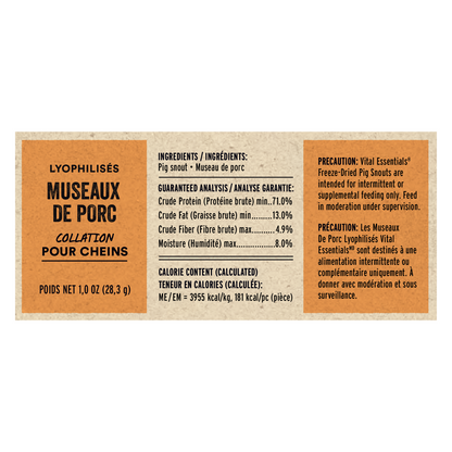 Freeze Dried Dog Treat - Raw Bar - Pig Snout
