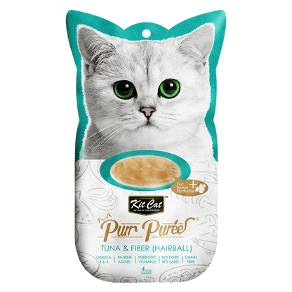 Cat Treat - Purr Purée - Tuna & Fiber (Hairball) - 15 g sachet, pack of 4