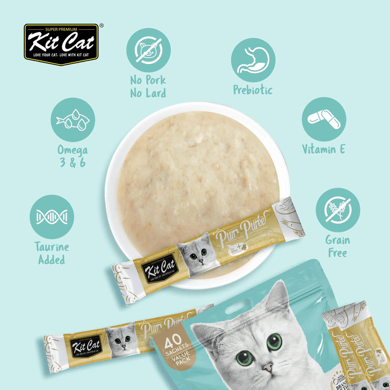 Cat Treat - Purr Purée - Value Pack - Tuna & Fiber (Hairball) - 15 g sachet, pack of 40