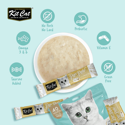 Cat Treat - Purr Purée - Value Pack - Tuna & Fiber (Hairball) - 15 g sachet, pack of 40