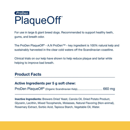 Dog Dental Care - PlaqueOff Soft Chews For Large & Giant Breed Dogs