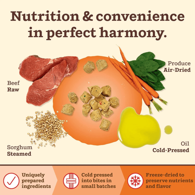 Freeze Dried Dog Food - KIBBLE IN THE RAW - Beef Recipe with Organic Vegetables