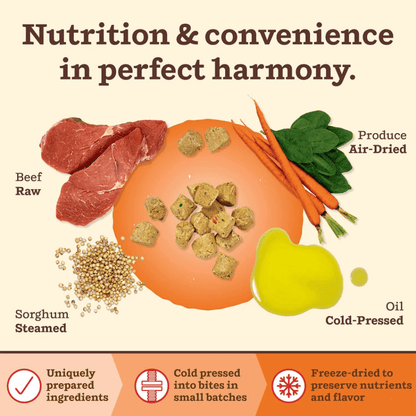 Freeze Dried Dog Food - KIBBLE IN THE RAW - Beef Recipe with Organic Vegetables