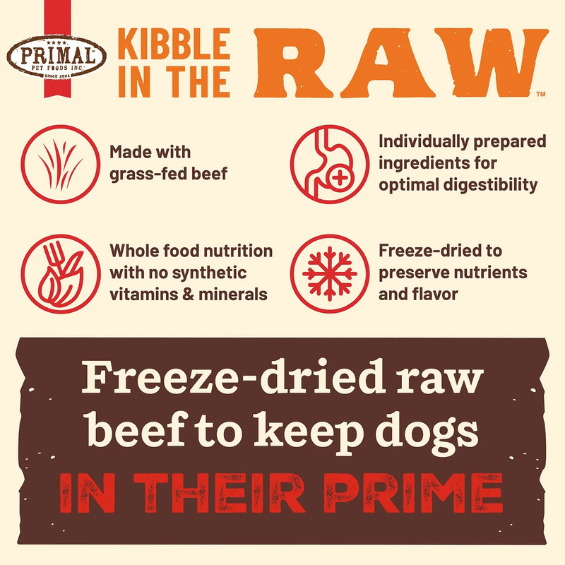 Freeze Dried Dog Food - KIBBLE IN THE RAW - Beef Recipe with Organic Vegetables