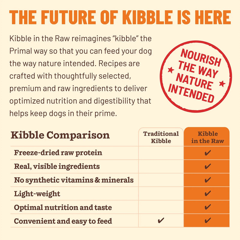 Freeze Dried Dog Food - KIBBLE IN THE RAW - Beef Recipe with Organic Vegetables