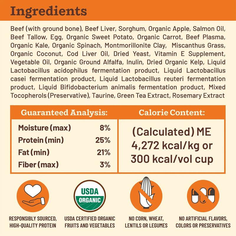 Freeze Dried Dog Food - KIBBLE IN THE RAW - Beef Recipe with Organic Vegetables