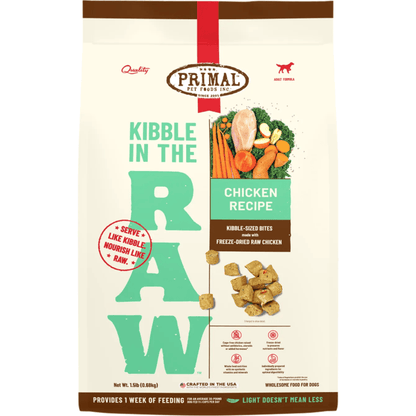 Freeze Dried Dog Food - KIBBLE IN THE RAW - Chicken Recipe with Organic Vegetables