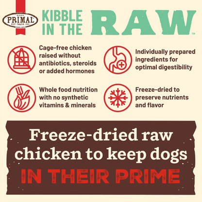 Freeze Dried Dog Food - KIBBLE IN THE RAW - Chicken Recipe with Organic Vegetables