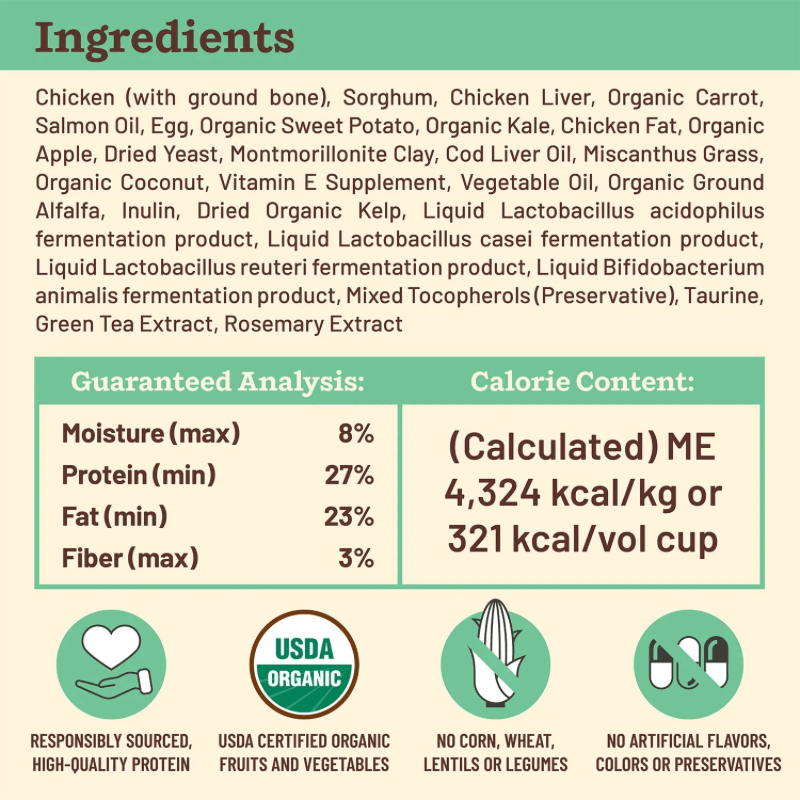 Freeze Dried Dog Food - KIBBLE IN THE RAW - Chicken Recipe with Organic Vegetables