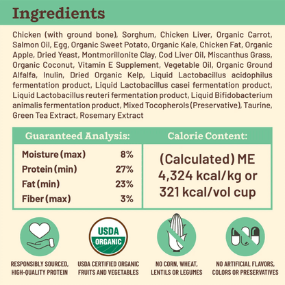 Freeze Dried Dog Food - KIBBLE IN THE RAW - Chicken Recipe with Organic Vegetables