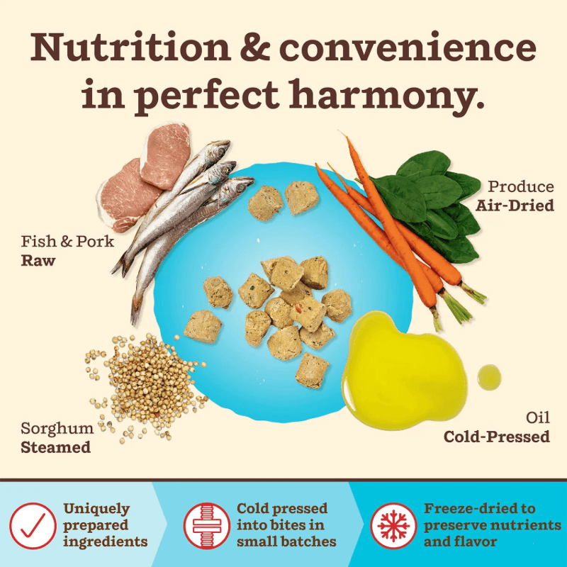 Freeze Dried Dog Food - KIBBLE IN THE RAW - Fish & Pork Recipe with Organic Vegetables