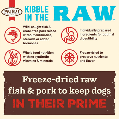 Freeze Dried Dog Food - KIBBLE IN THE RAW - Fish & Pork Recipe with Organic Vegetables