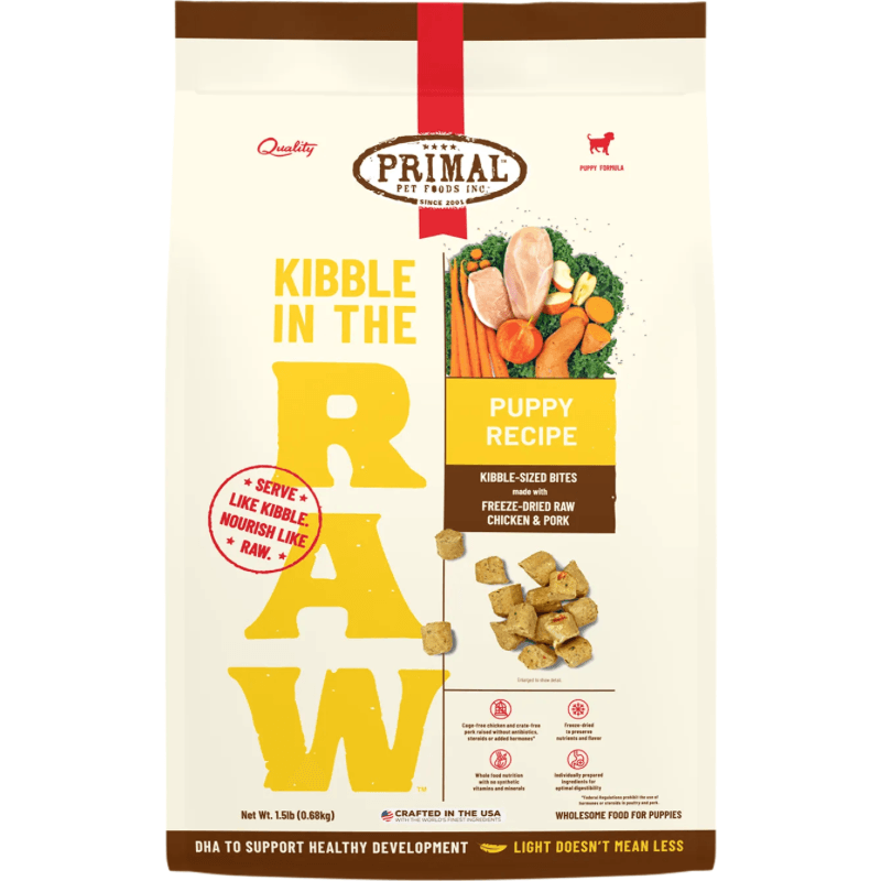 Freeze Dried Dog Food - KIBBLE IN THE RAW - PUPPY Recipe with Organic Vegetables